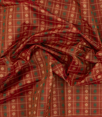 Rust Handloom Silk Cotton Saree With Checks-SC4204