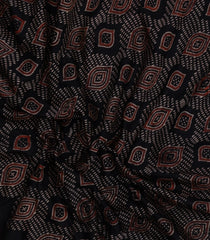 Black Printed Chanderi Cotton Saree With Zari Border-CC1498