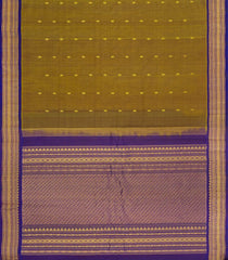 Dark Olive Handloom Gadwal Silk Cotton Saree With Buttas-GA0338