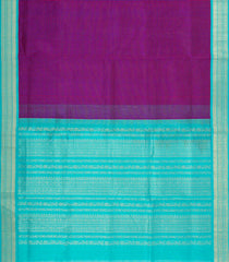 Purple Handloom Korvai Silk Cotton Saree With Checks & Contrast Border-SC4512