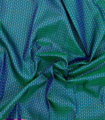 Peacock Blue Handloom Kanchipuram Silk Saree With Zari Checks & Buttas-KA16307