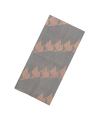 Grey Woven Art Dupion Saree With Leaf Motifs & Contrast Pallu-BL4944