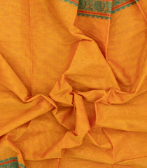 Yellow Woven Chettinad Cotton Saree With Contrast Border-CN1894
