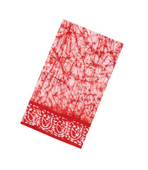 Red Printed Jaipur Cotton Saree With Tie & Dye Motifs-JC1854