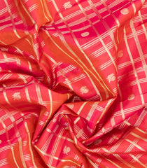 Peach Handloom Kanchipuram Silk Saree With Zari Checks & Buttas-KA16326