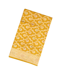Mustard Handloom Banarasi Silk Saree With Meena Floral Motifs-BE1428
