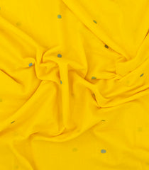 Yellow Handwoven Bengal Cotton Saree With Chakaram Buttas-BG1526