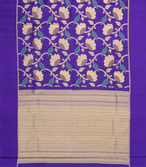 Purple Handloom Kanchipuram Silk Saree With Meena Floral Motifs-KA15754