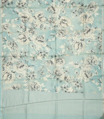 Aquamarine Handloom Tussar Saree With Printed Floral Motifs-TU3060