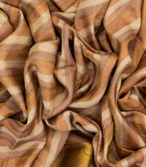 Peach Mysore Crepe Silk Saree With Diagonal Stripes