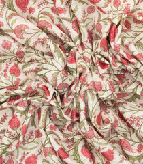 Peach Handloom Chanderi Cotton Saree With Printed Floral Motifs-CC1313