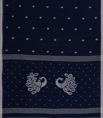 Midnight Blue Handloom Bengal Cotton Saree With Buttas-BG1956