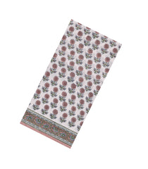 Off White Printed Jaipur Cotton Saree With Floral Motifs-JC1888