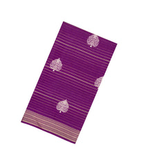 Purple Printed Synthetic Dola Silk Saree With Zari Stripes & Border-SY0312