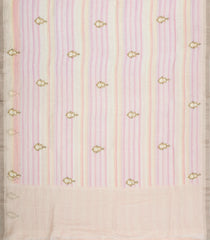 Pink Handloom Linen Saree With Embroidered Floral Motifs-LI0768