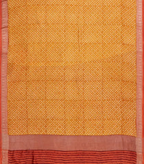 Mustard Printed Chanderi Cotton Saree With Zari Border-CC1468