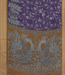 Violet Printed Art Tussar Saree With Zari Border-BL5095