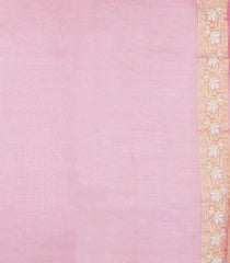 Baby Pink Handloon Banarasi Organza Silk Saree With Floral Vine Motifs-BE1915