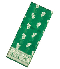 Green Woven Dupion Silk Saree With Floral Buttas-DS0504