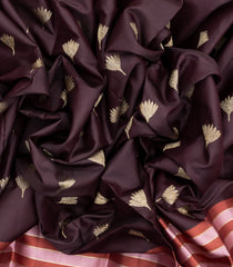 Burgundy Handloom Kanchipuram Silk Saree With Floral Buttas-KA12698