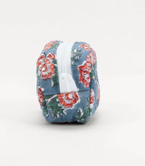 Light Blue Cotton Bagru Printed Coin Pouch With Zipper-ACS1063