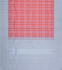 Peach Handloom Korvai Kanchipuram Silk Saree With Checks-KA16047