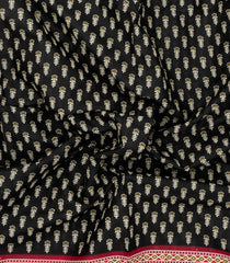 Black Printed Jaipur Cotton Saree With Contrast Border-JC1700