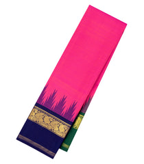 Hot Pink Handloom Korvai Kanchipuram Silk Saree With Ganga Jamuna Border-KA14798