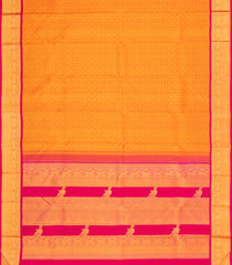 Orange Handloom Korvai Kanchipuram Silk Saree With Zari Motifs-KA15353
