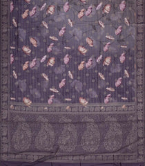 Lilac Woven Art Tussar Saree With Printed Floral Motifs-BL3948