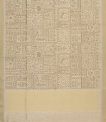 Beige Printed Art Dupion Saree With Contrast Border-BL5073