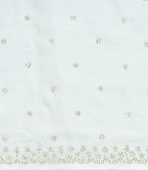 White Woven Synthetic Blended Saree With Embroidered Motifs-EN2062