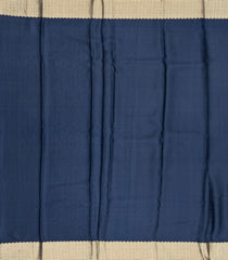 Indigo Mysore Crepe Silk Saree With Peacock Floral Motifs-MS3111