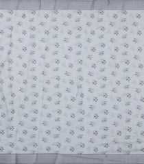 White Printed Synthetic Linen Saree With Floral Motifs-SY0215