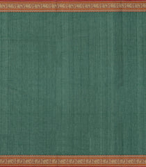 Dark Green Handloom Village Cotton Saree With Buttas-VC1659