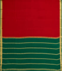Red Woven Mysore Silk Saree With Contrast Border-MS3721
