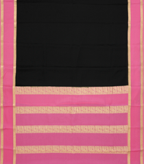 Black Woven Mysore Crepe Silk Saree With Contrast Border-MS3163