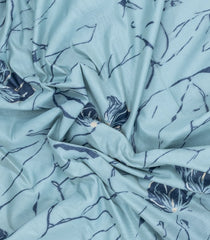 Grey Printed Blended Chanderi Saree With Floral Motifs-BL5872