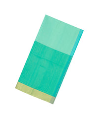 Turquoise Handloom Soft Silk Saree With Floral Motifs & Border-SO4545