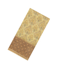 Sandal Printed Tussar Silk Saree With Floral Motifs-TU3611