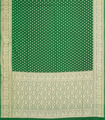 Green Woven Blended Satin Saree With Floral Zari Motifs-BL6009