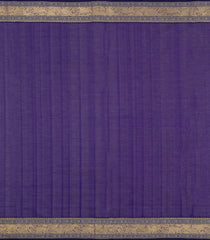 Dark Blue Handloom Silk Cotton Saree With Veldhari Stripes-SC4356