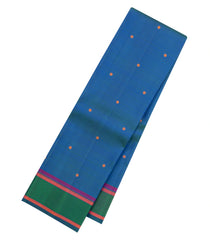 Blue Handloom Kanchipuram Silk Saree With Silk Thread Work Border-KA15678