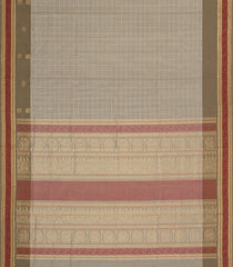 Grey Handloom Silk Cotton Saree With Checks-SC4200