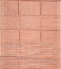 Peach Woven Tussar Tissue Silk Saree With Checks-TU3448