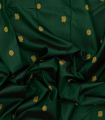 Bottle Green Handloom Korvai Kanchipuram Silk Saree With Mustard Border-KA14343
