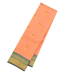 Peach Handloom Korvai Kanchipuram Silk Saree With Meena Buttas-KA15457