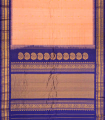 Peach Handloom Gadwal Silk Cotton Saree With Checks & Buttas-GA0178