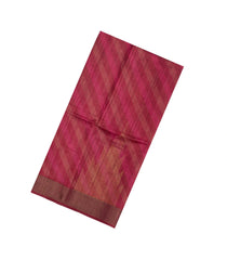 Pink Printed Tussar Silk Saree With Stripes & Printed Pallu-TU3652