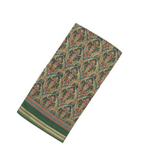Dark Green Woven Tussar Silk Saree With Printed Floral Motifs-TU2924
